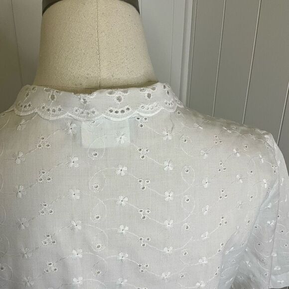 Vintage Vicki Wayne’s Women’s Large White Lace Detail Short Sleeve Top Shirt - Picture 9 of 14